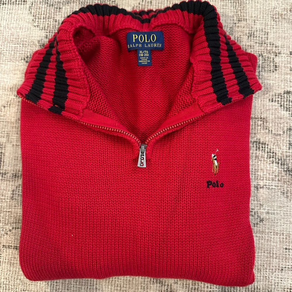 Polo by Ralph Lauren Red Zip-Up Sweater